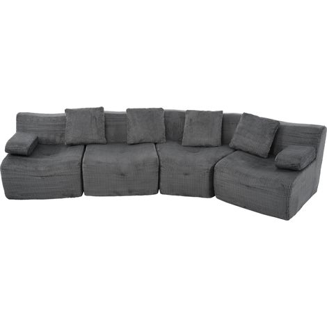 Canapé modulaire 4 places,Velours côtelé,4 modules,Charge 400 kg,311×90×65 cm –Gris– Pour salon/lounge/appartement (1/5)