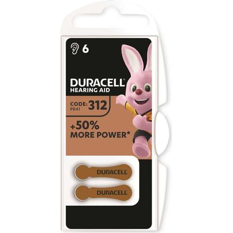 DURACELL Zinc Air-Knopfzelle Typ 312, 1.4V, Easy Tab, 6 Stück (1/2)
