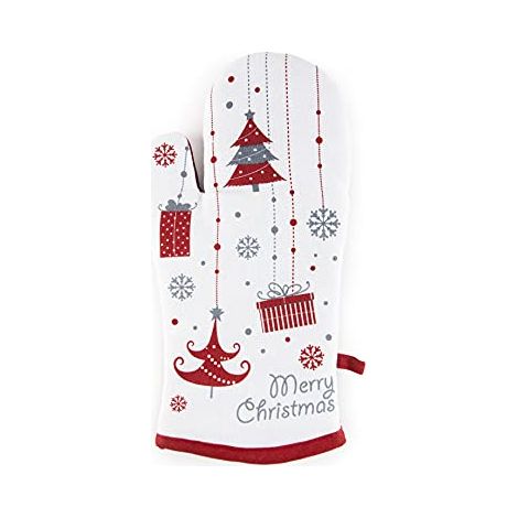 Excelsa Merry Christmas Guanto da Forno, Cotone, Decoro Natalizio, Cm. 32 x 18 (1/2)