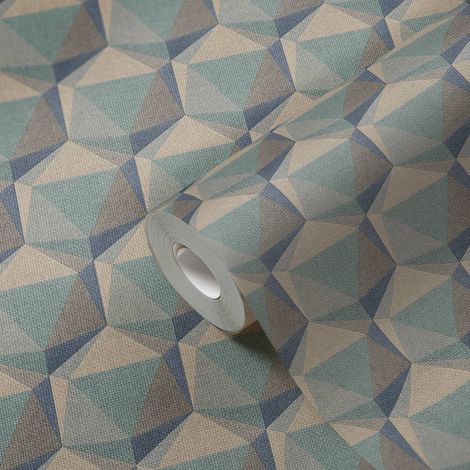 A.S. Creation Nara 387484 Vliestapete Geometrisch 10.05 x 0.53 m Blau Wohnzimmer Schlafzimmer Flur Küche Esszimmer Badezimmer Bad Arbeitszimmer Büro Diele (1/5)