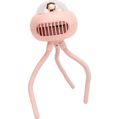 Mini-USB-Ventilator für unterwegs, kleiner Kinderwagenventilator mit flexiblem Stativ, rosa Löwe (1/5)