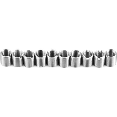 Lot de 10 Douilles Filetées Mâle en Acier Inoxydable, Manchon Fendu pour Réparation de Filetage, Kit d'Outil de Vis (1/5)