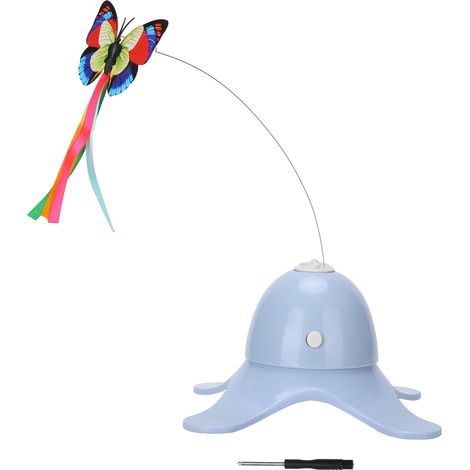 Jouet Chat Électrique Rotatif Papillon ABS Gris Interactif Lumineux 360° Stable Piles Non Incluses pour Félin Chasseur (1/5)