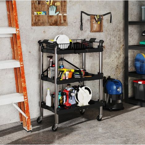 Carro herramientas plegable 3 niveles 64x37x84 cm OKMYHOME (1/5)