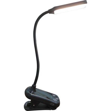 Lampe de lecture positionnable sur livres, type lampe, flexible, avec 3 éclairages LED et 8 niveaux d'intensité, 11 LED, noir (1/4)
