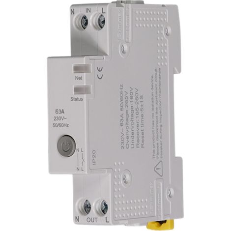 Interruttore WiFi Modulare 63A 220V, 1 Modulo DIN, Memoria, Controllo Remoto con App Tuya Smart Life, Monitoraggio Consumi in Tempo Reale, Compatibile Alexa e Google Home