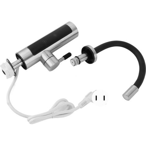 Robinet chauffant rotatif 360° pour cuisine et salle de bain, robinet eau chaude/froide sans réservoir, chauffe-eau électrique avec affichage numérique, prise US 110V (1/5)