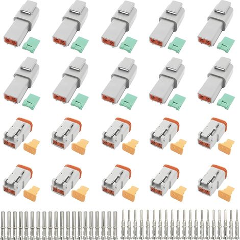 Connecteur Imperméable, connecteurs à 2 Pin broches étanches mâles et femelles, 16-20AWG, pour moto, scooter, voiture, bateaux (10 Sets) (1/4)