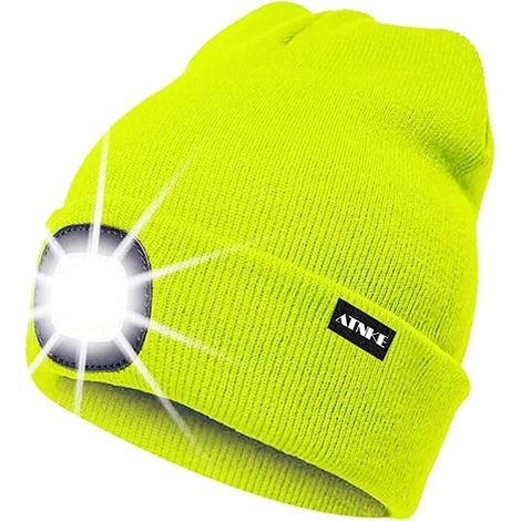 LED Lumineux Bonnet Chapeau, USB Rechargeable 4 LED Chapeau de Course Lampe Frontale Étanche Lumière Hiver Cadeaux pour Hommes et Femmes (1/5)