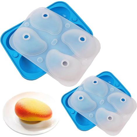 Moule à pâtisserie en silicone, forme de mangue 3D à 4 cavités, résistant à la chaleur, convient pour la confection de gâteaux, chocolats, gelées, savons et autres objets artisanaux. (1/4)