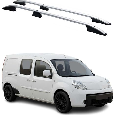 OMAC Barres de Toit longitudinales pour Renault Kangoo 2008-2021 L2 Long Alu Gris (1/5)