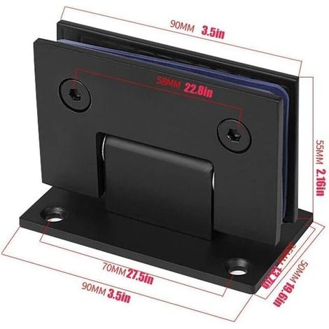 ALLIANDISCharnière de porte en verre durable à 90 degrés en acier inoxydable pour salle de bain, armoire, vitrine (noir) (1/3)