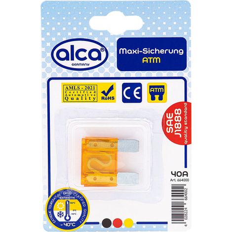 alca® Maxi-Sicherung 40A 1 St. Blister 32 V Farbe - orange Maxi Flachsicherung für Fahrzeuge LKW Bus Schwermaschinen Traktor Auto (1/2)