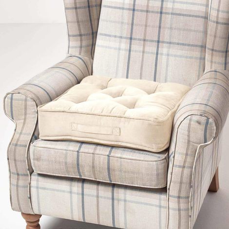 HOMESCAPES Cream Faux Suede Armchair Booster Cushion