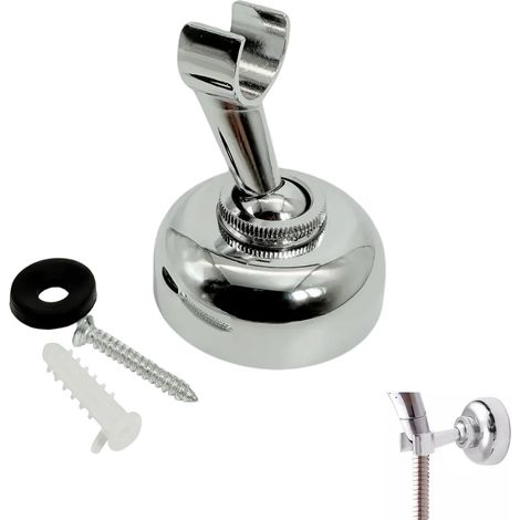 Support de Pommeau de Douche Mural Réglable à 360 Degrés, Support de Douchette en Laiton Chromé, Durable et Antirouille, Idéal pour Salle de Bain avec Tuyau de Douche Standard (1/5)