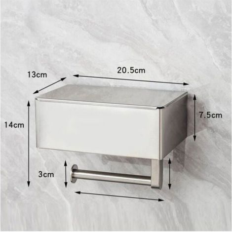 Porte-papier toilette en acier inoxydable avec bote lingettes humides sans perage support mural pour couleurs multip ABRI DE (1/3)