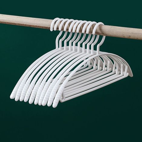 (Paquet de 10) - cintre antidérapant antidérapant (40 cm de large) - Cintres en feutre de haute qualité pour garde-robe - Conçus pour les vêtements délicats - (Blanc) (1/5)