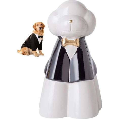 Urne funéraire en céramique 850 ml pour chien et animaux domestiques, urne commémorative pour cendres, décoration souvenir élégante, noir et blanc (1/5)