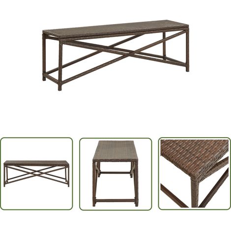 INLIFE Banc de jardin 120 cm Résine tressée Marron (1/5)