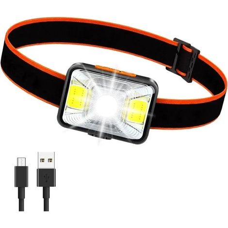 Lampe Frontale Rechargeable USB Torche Frontale 1000mAh 1800 Lux Super Lumineuse avec 5 Modes dclairage Lampe Frontale YYV (1/4)