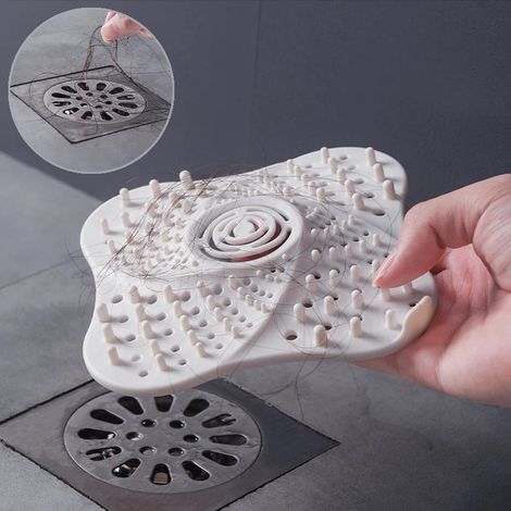 1PC Recogedor de pelo desechable Filtro de ducha Tapón de fregadero Filtro de drenaje de piso Tapón de baño antiobstrucción Tapón de baño Tapón de drenaje de inodoro Blanco A (1/3)