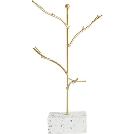 Présentoir à bijoux, arbre à bijoux, présentoir à bijoux dorés, porte-colliers, porte-bijoux extra haut, pour colliers, boucles d'oreilles, bagues et bracelets (1/5)