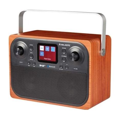 New Majestic RT-197 DAB Uhr Digital Schwarz, Holz