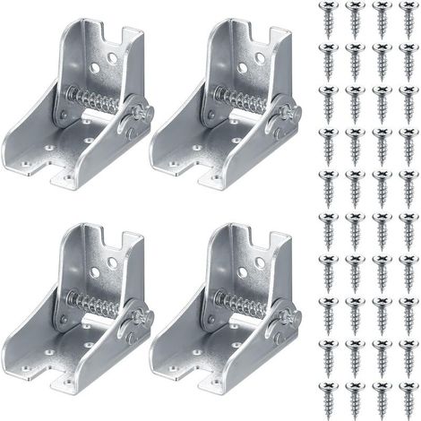 Charnières pliantes autobloquantes, charnières pliantes à 90 degrés, supports télescopiques pour pieds de table et de lit, avec 40 vis. (1/5)