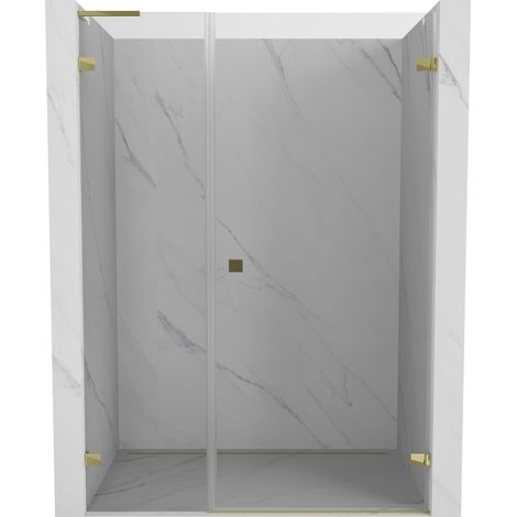 Mexen Lunar-B L porte de douche pivotante droite 135 cm, transparent, dorée - 832SL-135-050-50-00-P (1/4)