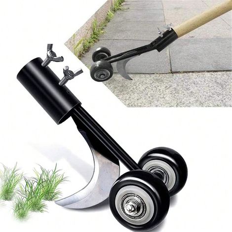 Outil d'arrachage de mauvaises herbes à roues, outil de désherbage vertical pour jardin, terrasse, cour, pelouse, trottoir et allée. (1/5)