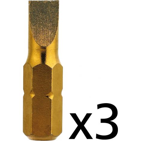 3 Embouts vissage Plat No5 1.2x6.5 revêtement TIN DIAGER