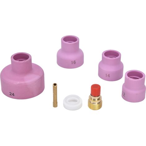 Lot de 7 accessoires lentille TIG buse céramique porte-électrode raccord couvre-face PTFE pour torche WP 9 20 25 (1/5)
