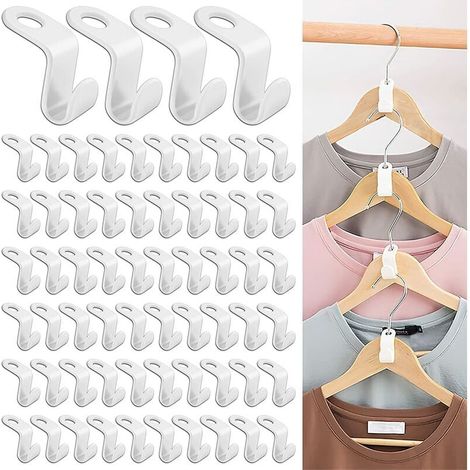 [JAMAIS UTILISÉ]100 Pièces Crochet Pour Cintres Gain De Place Crochet De Connexion De Cintre, Mini Cintres En Cascade Organisateur Pour La Penderie Super Pour Un Gain De Place Dans Son Dressing (Blanc (1/5)