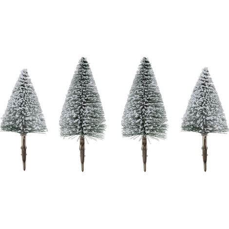 Déco de Sapin Lot de 4 petits Sapins Verts enneigés sur pince - Feeric Christmas (1/4)