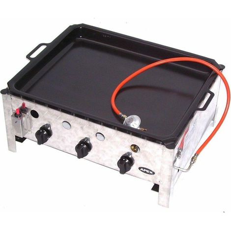 EDELSTAHL GASBRÄTER 10 kW 3 flammig GASGRILL BRÄTER GRILL BBQ Grillwagen Pfanne Set 3