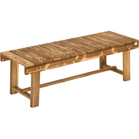 Outsunny Wooden Garden Bench, 2 Seater Outdoor Bench, Fir Wood Backless Patio Loveseat with Slatted Seat for Park, 110 x 38 x 35 cm, 1 Piece, Carbonised