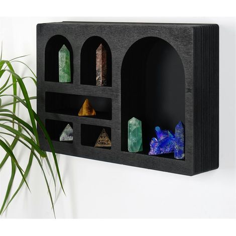 Etagère murale noire décorative - arches et niches AVIALA (1/5)
