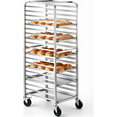 En Boulangerie Optimisez Votre Espace avec ce Chariot Échelle 20 Niveaux en Aluminium Charge 240 kg Roues avec Frein (1/5)