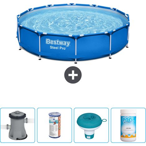 Piscine Bestway Ronde Steel Pro - 366 x 76 cm - Bleue - Comprend des Accessoires CB53 (1/4)