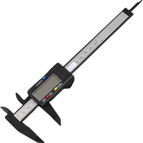 Pied à coulisse numérique écran LCD 150mm 6 pouces outil de mesure conversion mm pouces PA66 noir (1/5)