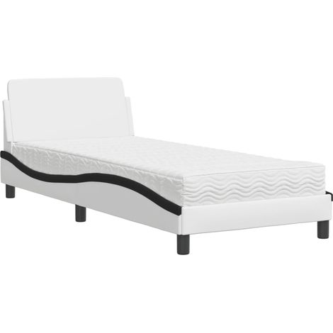 Maison Exclusive - Letto con Materasso Dover Bianco e Nero 90x190 cm in Similpelle (1/5)