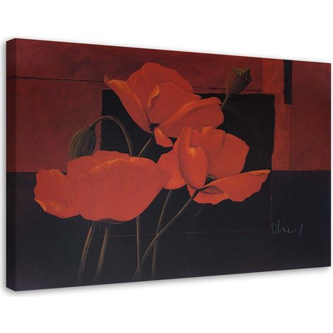 Tableau sur toile Fleurs de pavot Rouge 60x40 (1/5)