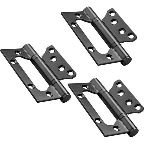 Charnières Noires avec Surface Lisse Lot de 3 4 Pouces en Acier Inoxydable Charnières Silencieuses Épaissies pour Portes et Fenêtres, Accessoires de Décoration Intérieure (1/5)