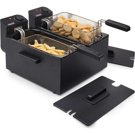 FRIGGITRICE NERA DOPPIA 2x3LT INOX 3600W