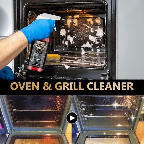 Nettoyant professionnel pour fours et grils, spray ultra-puissant qui élimine les graisses incrustées sur les plaques de cuisson et les hottes de cuisine. (1/4)