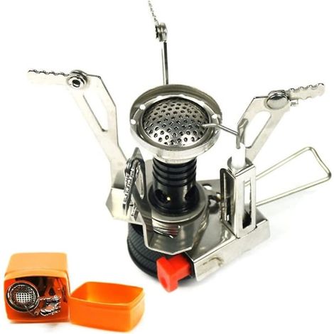 Réchaud de camping pliable portable, brûleur à gaz pour randonnée et pique-nique, mini cuisinière de plein air avec grille, four de table, équipement de cuisine extérieur (1/5)