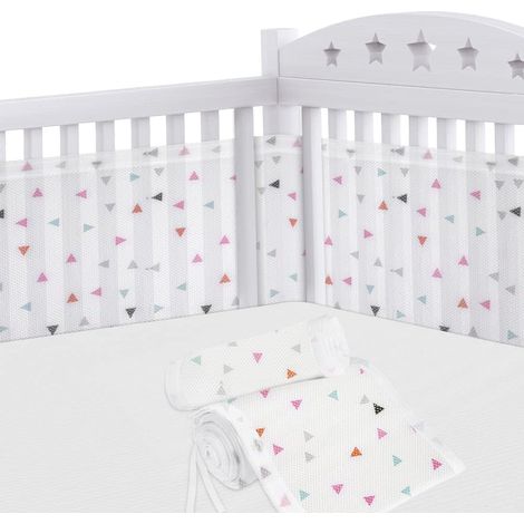Tours de Lit Bébé, Contour de Lit pour Bébé avec 4 côtés Anti-Collision, Tour de Lit Respirant Doublure en Maille 3D Anti-Flux d'air, pour Nouveau-nés, Garçons et Filles (Triangle) (1/5)