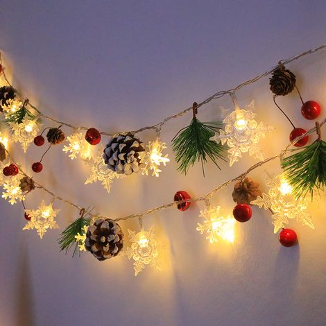 20 LED-Lichterketten, 2 m, batteriebetrieben, für die Weihnachtsdekoration im Innen- und Außenbereich, z. B. am Kamin, warmweißes Licht (1/2)