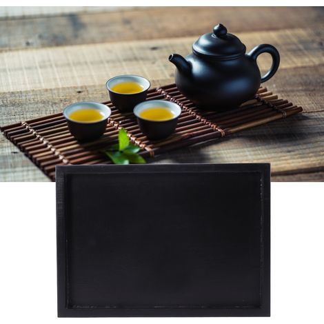 Plateau de service rectangulaire en bois multi-usages pour thé, café et autres aliments, idéal pour la maison et le restaurant (25 x 18 x 2 cm). (1/5)