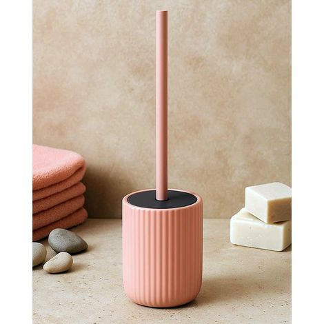 Portascopino wc a pavimento in ceramica rosa color